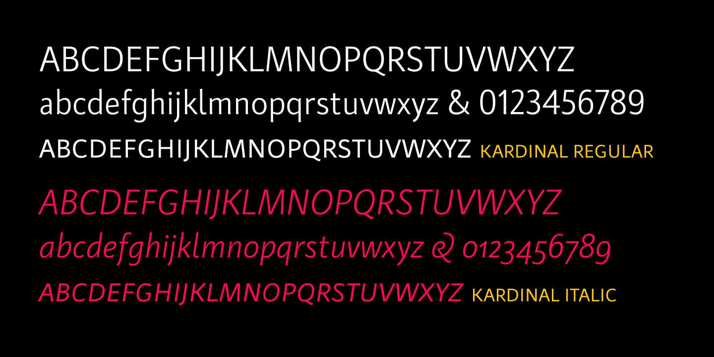 Przykład czcionki Kardinal Extra Bold Italic